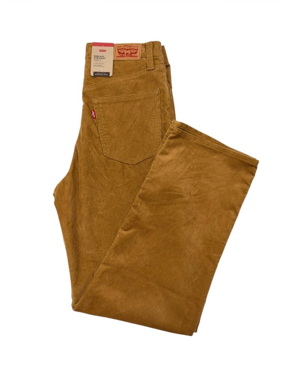 Levi's Ribcage Straight Ankle Corduroy Pants Tan Womens 29 NEW